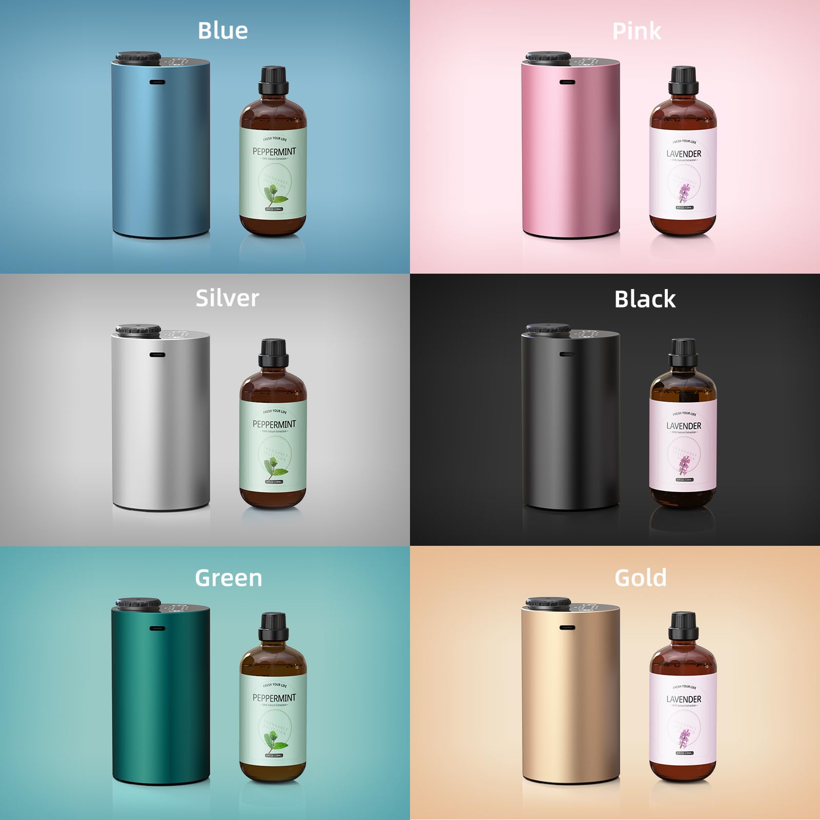 Waterless Essential Oil Diffuser – Portable Nano Mist for Home, Car & Office | 3 Timers, 3 Mist Levels