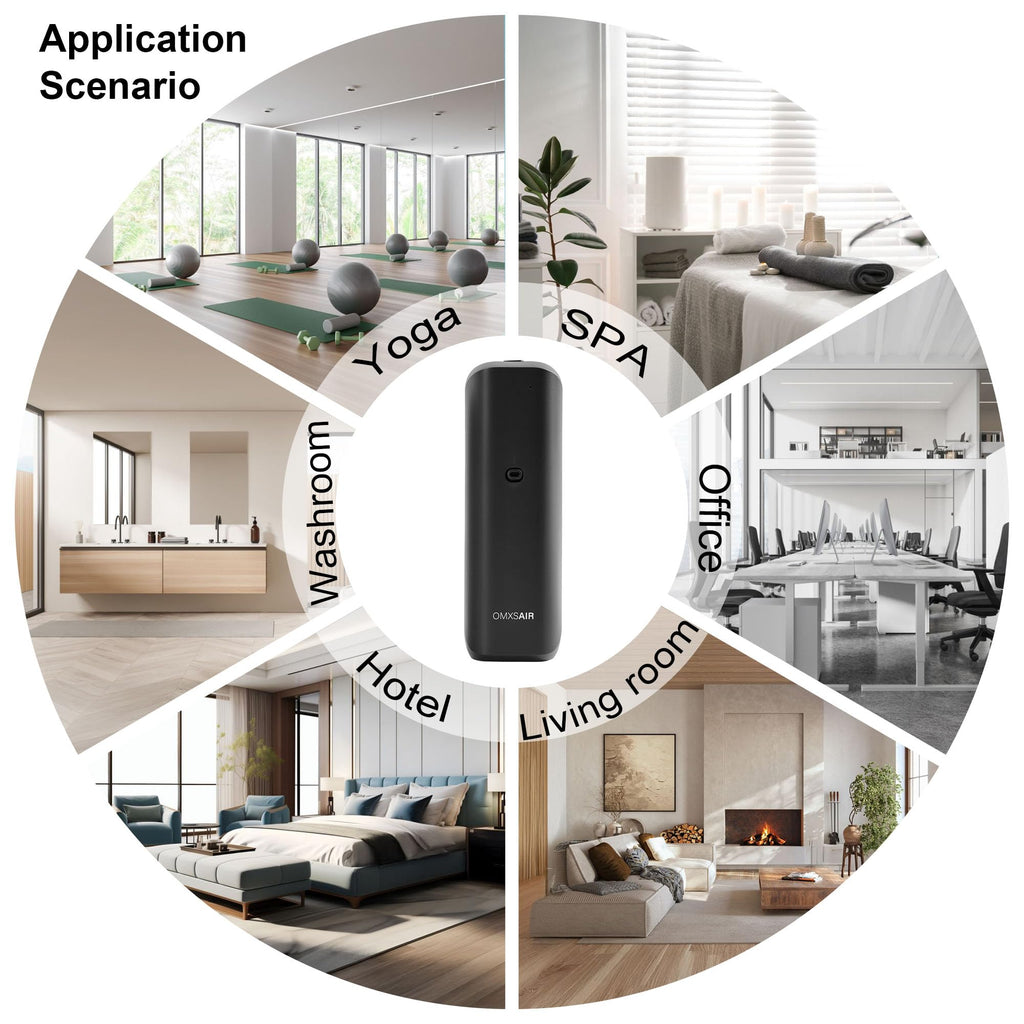 Waterless Wall Plug in Diffuser - Coverage 700 Sq.FT - Nanotechnology Plug in Scent Diffuser for Essential Oils- for Hotel and Home or Office - Smart Bluetooth APP Operation(Black)
