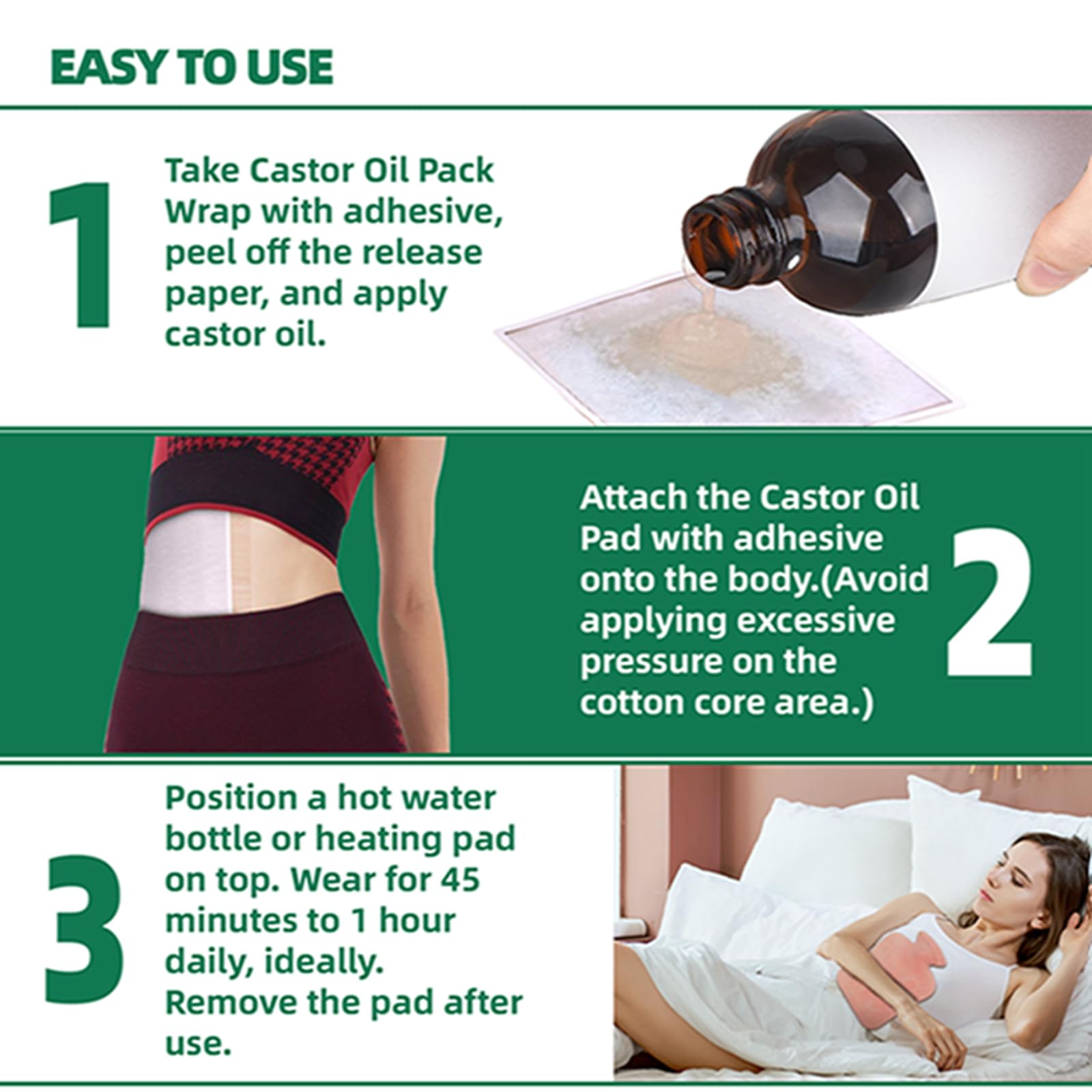 Waterproof Castor Oil Patch Wrap – 20 Pcs, 5.9x5.9in, Self-Adhesive Organic Cotton