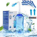 Waterpulse Neti Pot & Nasal Rinse Bottle — 300ml, 30 Salt Packets, Thermometer Sticker (Blue)
