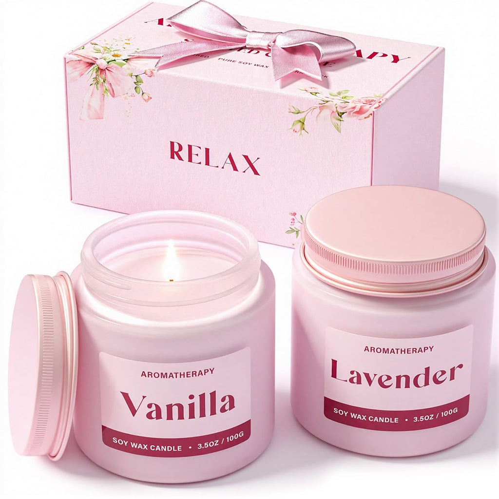 Waxcanpy Scented Candles for Women – Lavender & Vanilla Soy Gift Set (2 Pack)