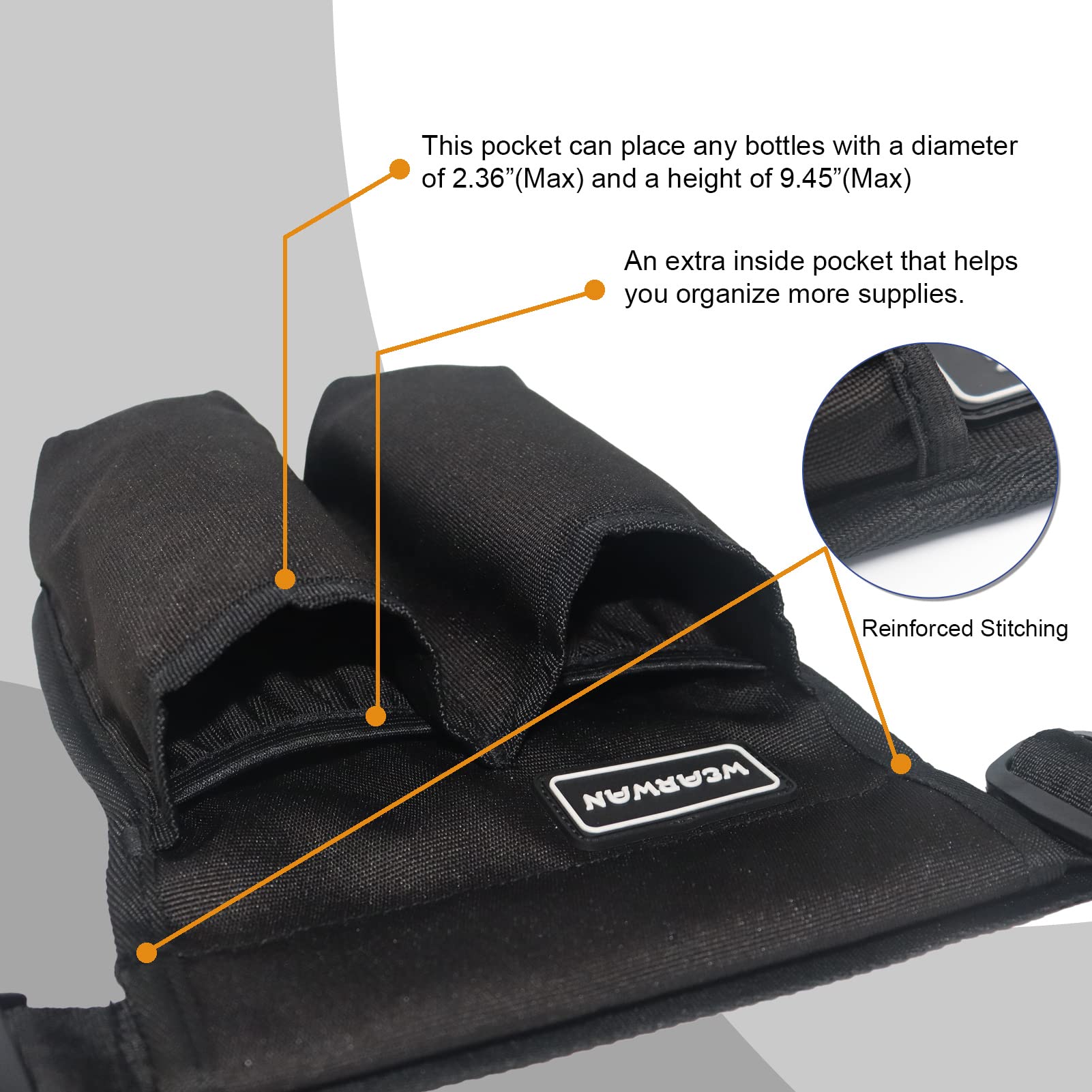 WEARWAN Massage Oil Holster – Adjustable, Durable Waist Bag (Bag Only, 2B-Black)