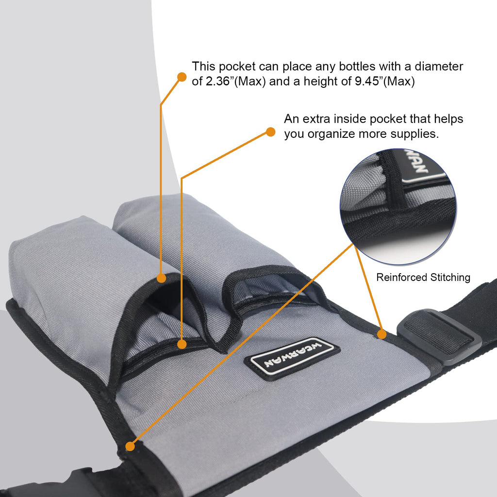 wearwan Massage Oil Holster - Adjustable, Durable Massage Belt (Bag Only, 2B-Gray)