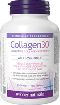 Webber Naturals Collagen30 Anti-Wrinkle – 2,500mg Bioactive Collagen Peptides (180 Tablets) – Non-GMO, Gluten & Dairy Free