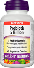 Webber Naturals Complete Probiotic – Multi-Strain, 5 Billion Active Cells, 60 Capsules