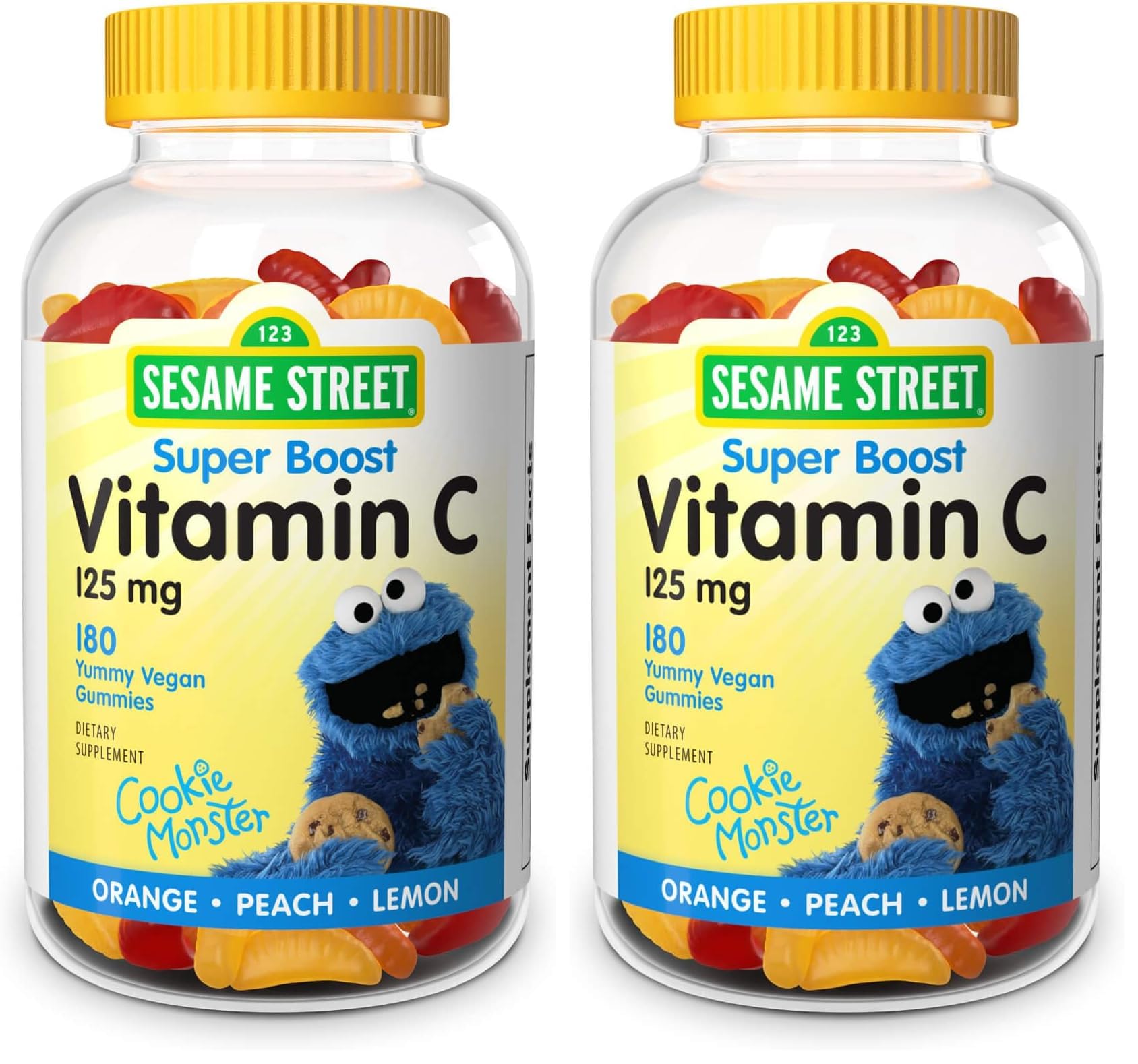 Webber Naturals Sesame Street Vitamin C Gummies for Kids 2+ – 125 mg per Gummy, 180 Gummies (Pack of 2)