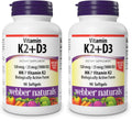 Webber Naturals Vitamin K2 MK-7 120 mcg + Vitamin D3 1000 IU - 90 Softgels | Gluten Free, Non-GMO | Pack of 2