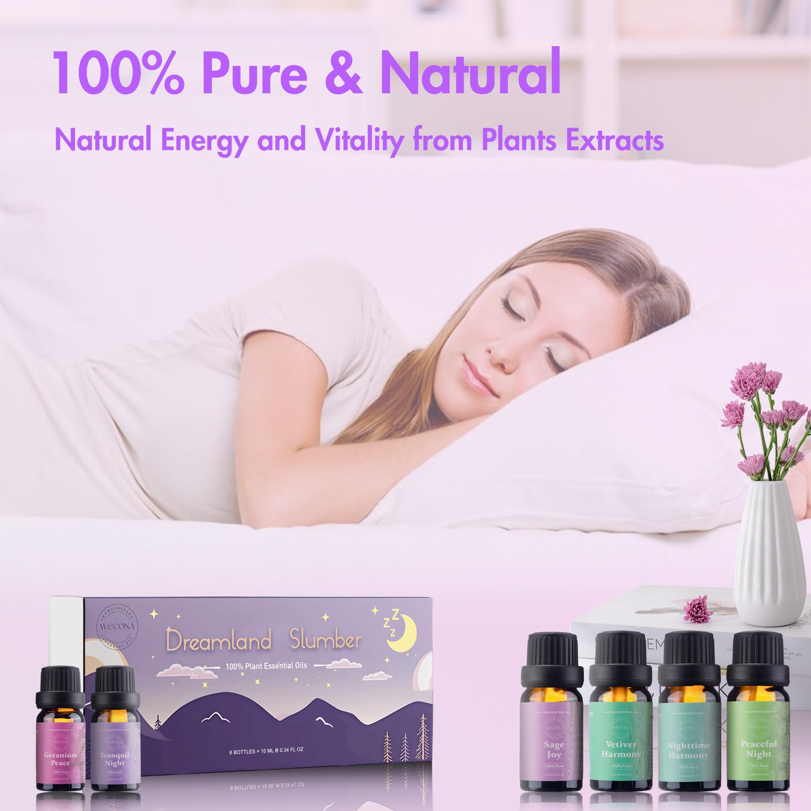 WECONA Dreamland Slumber Essential Oils Set – 6x10ml for Diffusers