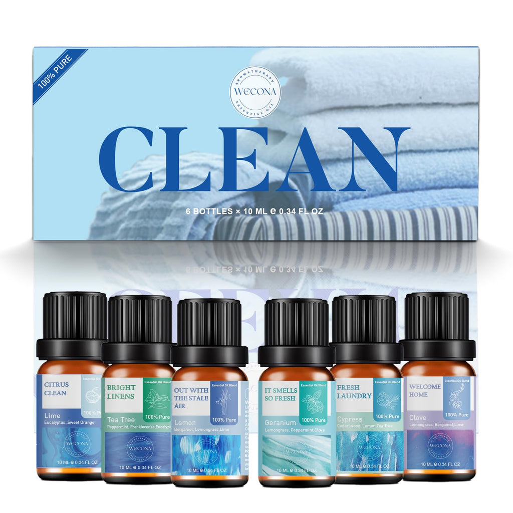 Wecona Essential Oils for Laundry - 6x10ml Clean Linen (100% Pure)