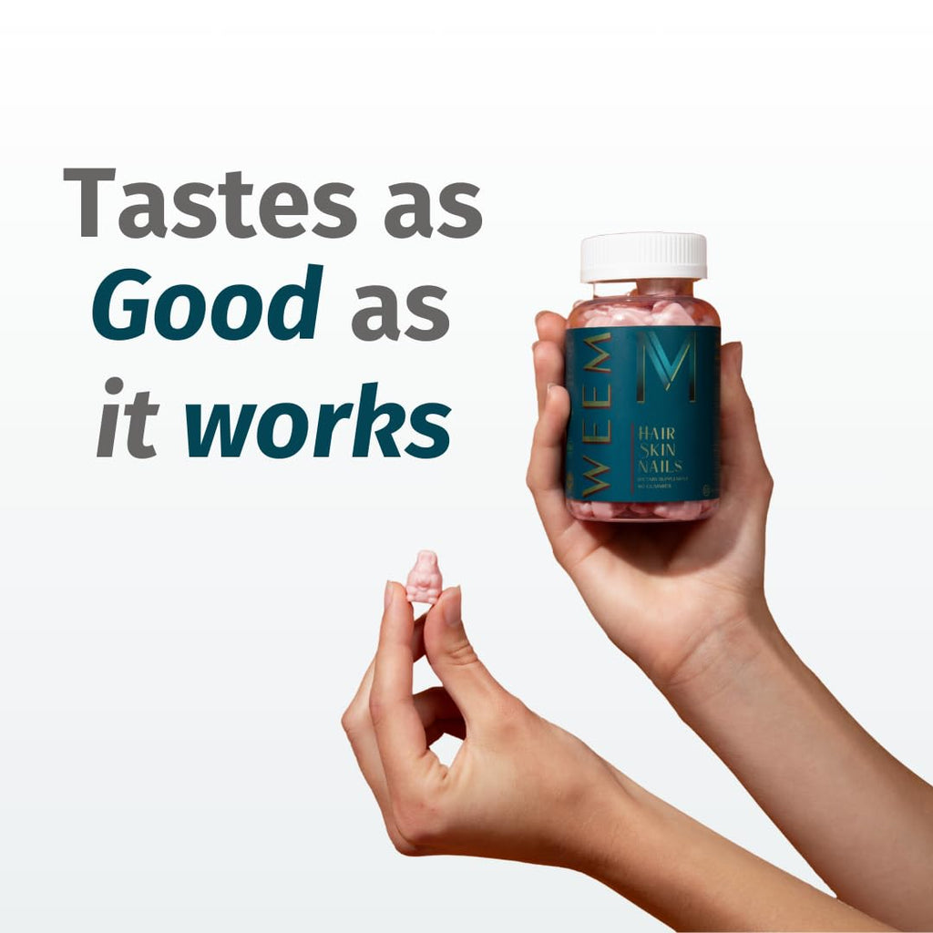 WEEM Hair Skin Nails Gummies - Vegan Biotin for Stronger Hair & Nails