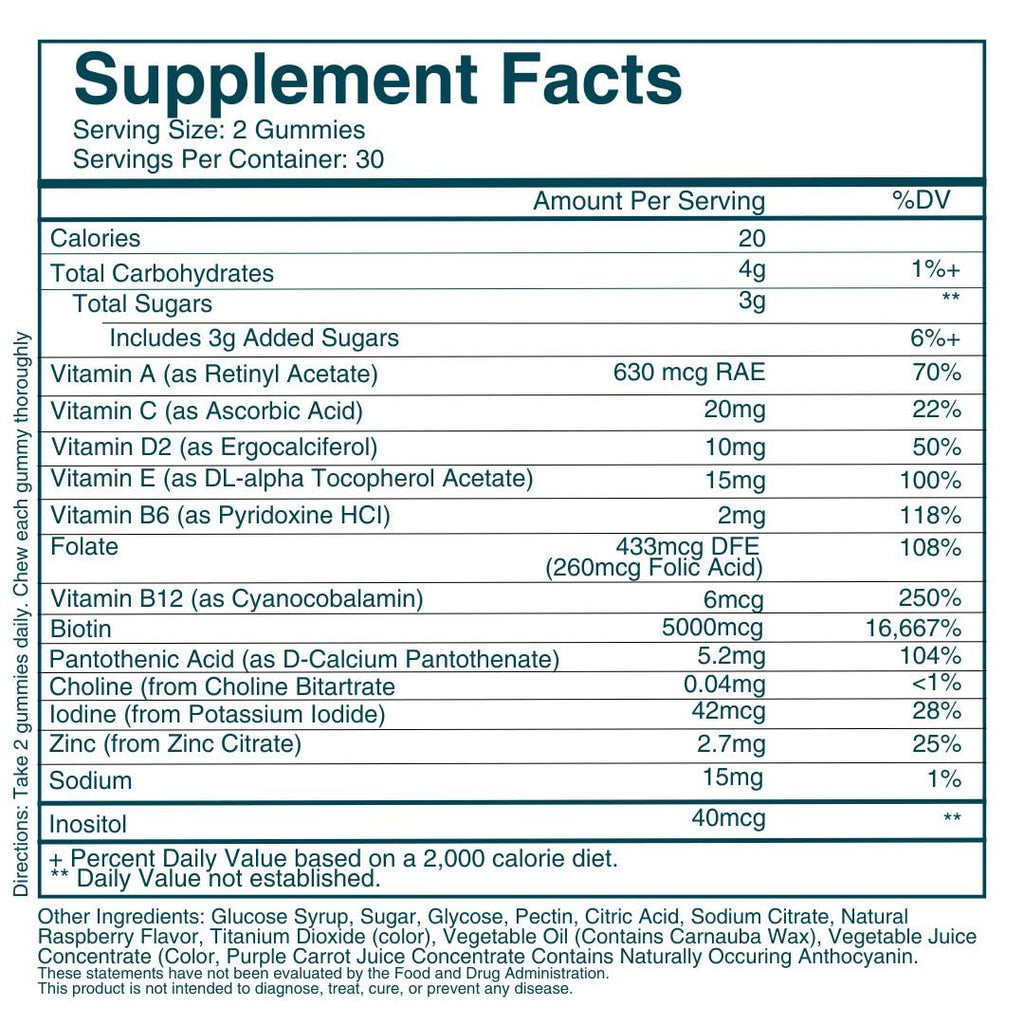 WEEM Hair Skin Nails Gummies - Vegan Biotin for Stronger Hair & Nails