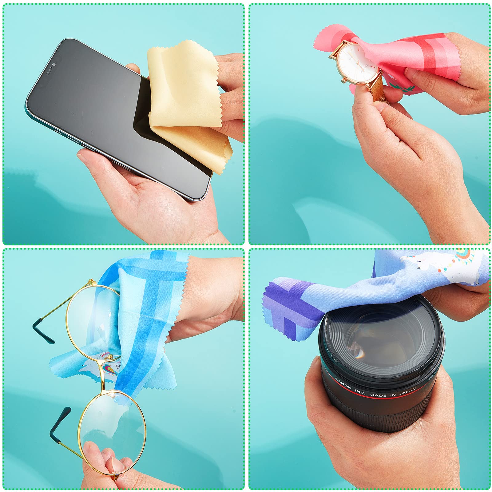 Weewooday 18 Pieces Glasses Cleaning Cloths – Floral Llama Microfiber Wipes