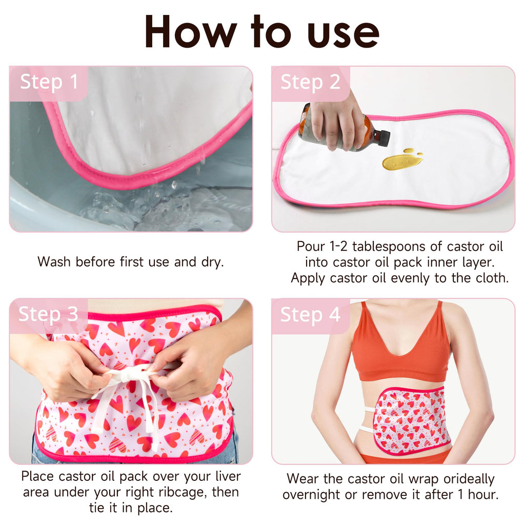 Wegreeco Castor Oil Pack Wrap - Reusable Castor Oil Packs for Liver & Stomach | Anti-Leak & Adjustable