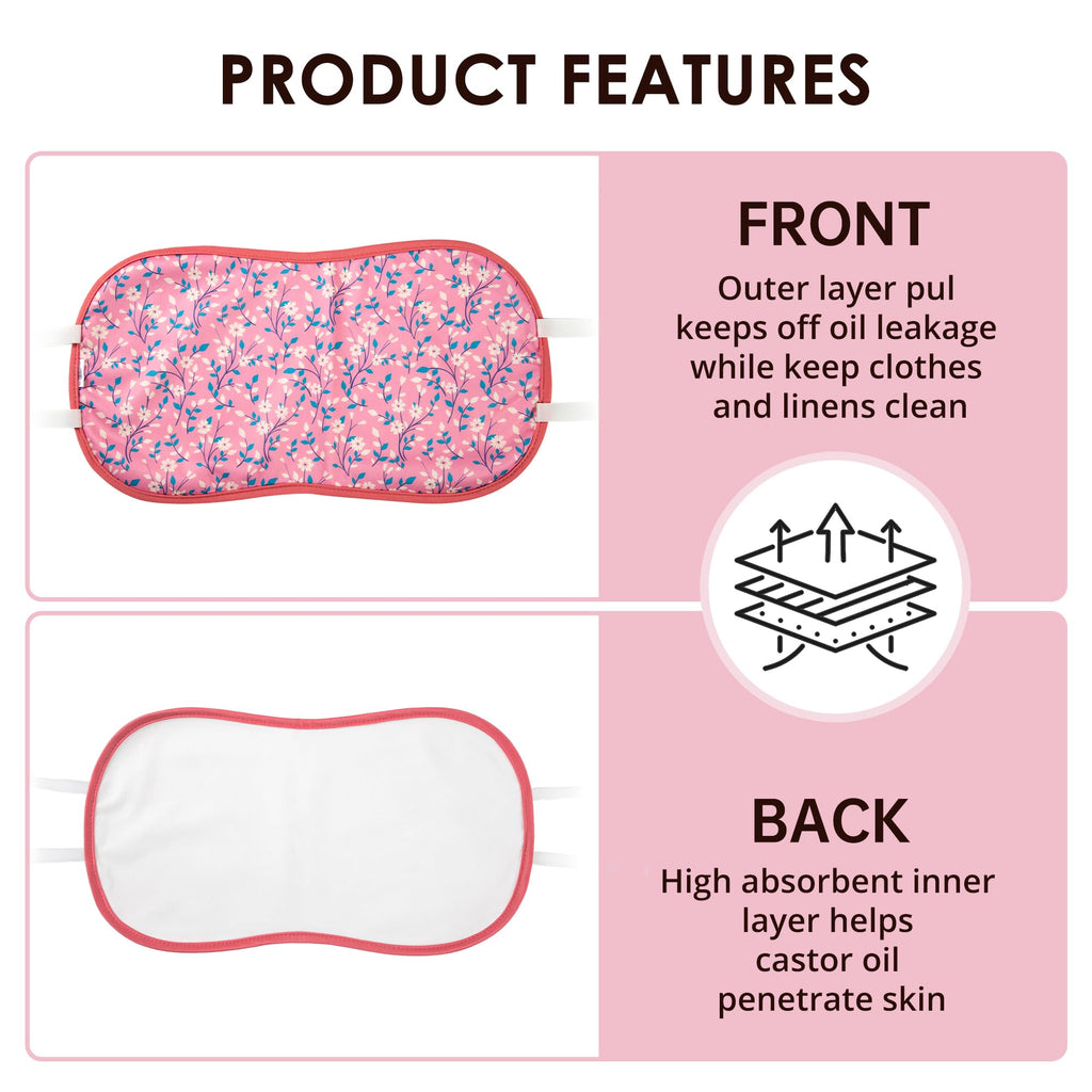Wegreeco Castor Oil Pack Wrap – Reusable, Adjustable, Pink Flowers (Oil Not Included)