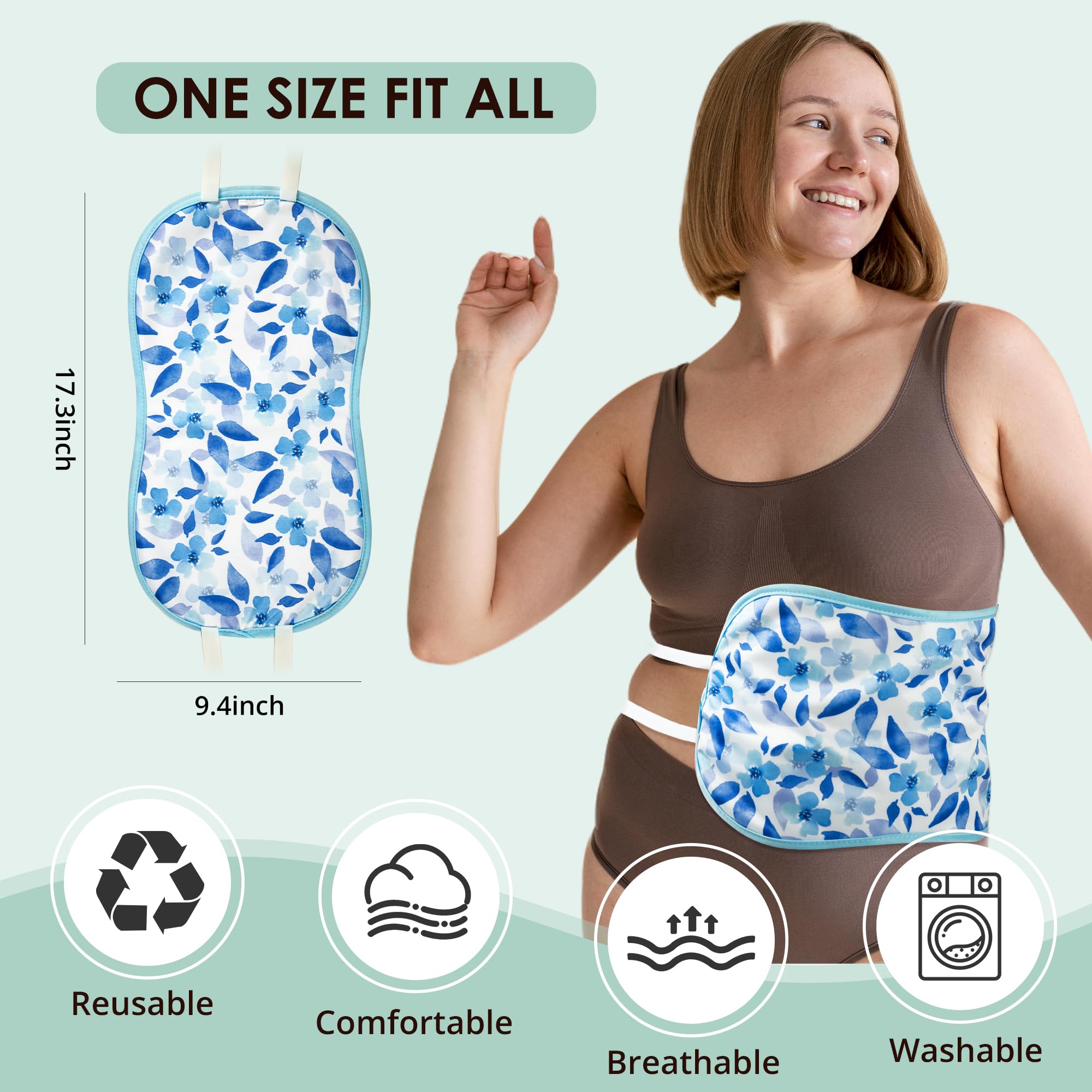 wegreeco Castor Oil Pack Wrap - Reusable, Adjustable, Blue Flower