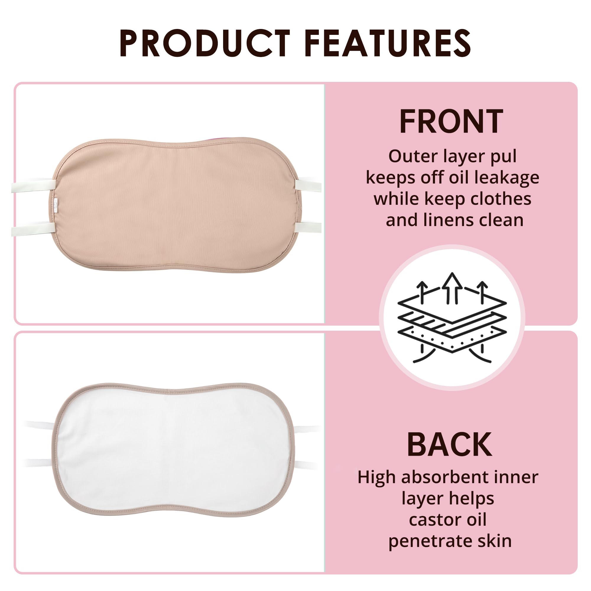 Wegreeco Castor Oil Pack Wrap - Reusable Liver & Stomach Castor Oil Belly Wrap (Rose Gold)