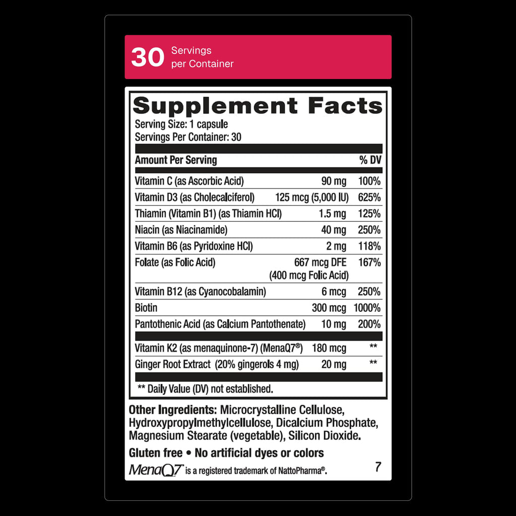 Weider Artery Health – Vitamin K2, D3 & Ginger for Artery & Heart Health (Vegan, Gluten Free) – 30 Capsules