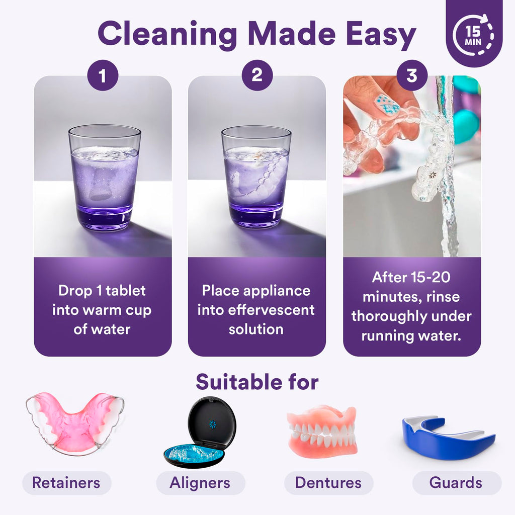 Weiss Naturals Retainer Cleaner Tablets – Persulfate-Free, 30 Tablets (Grape Scented)