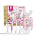 Well Before U-Shaped Ultrasonic Kid's Toothbrush – IPX7, 5 Modes (Unicorn Pink, Ages 2-7)