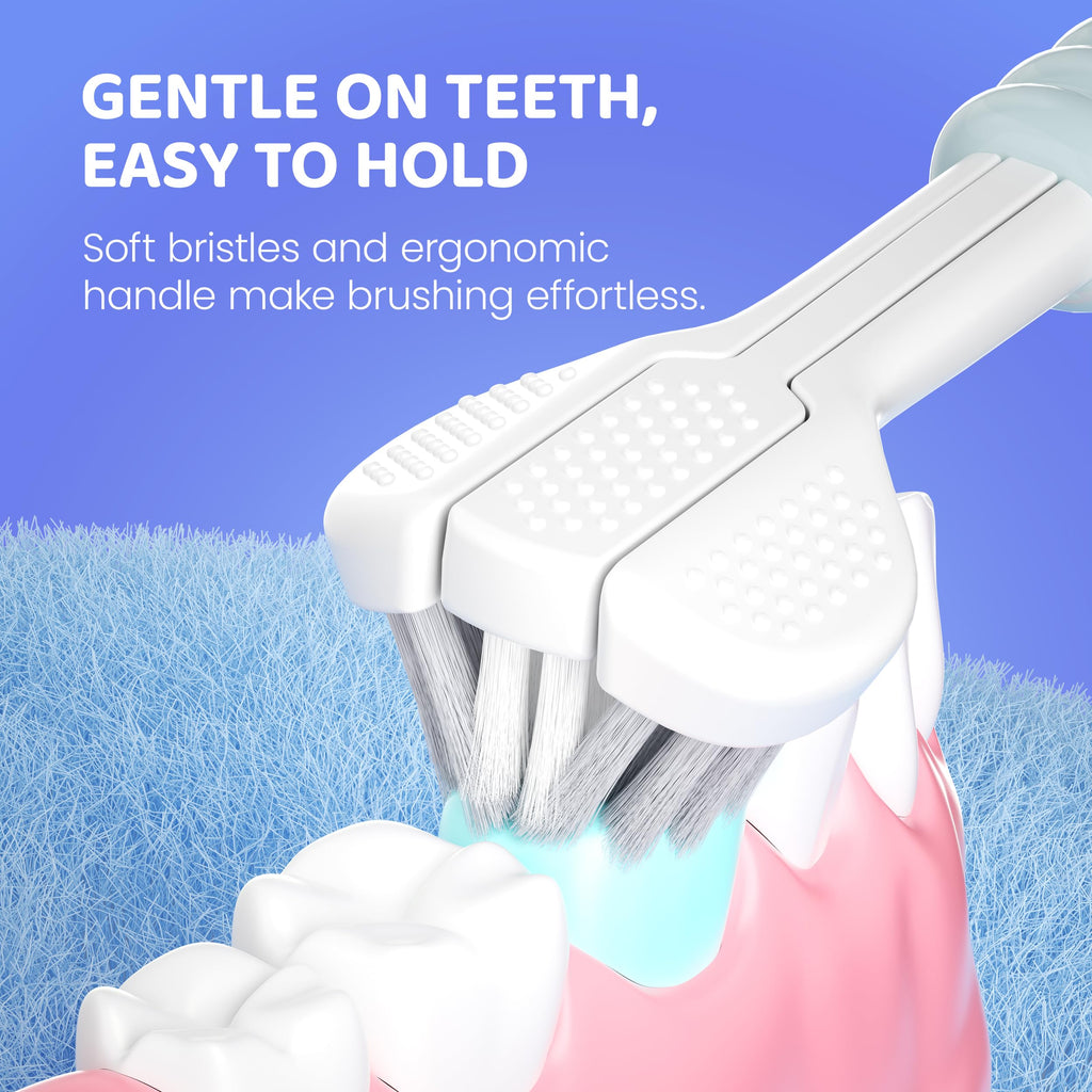 Well Before Ultrasonic Kid's U-Shaped Toothbrush – IPX7 Waterproof, 5 Cleaning Modes (Shark Blue, Ages 2-7)
