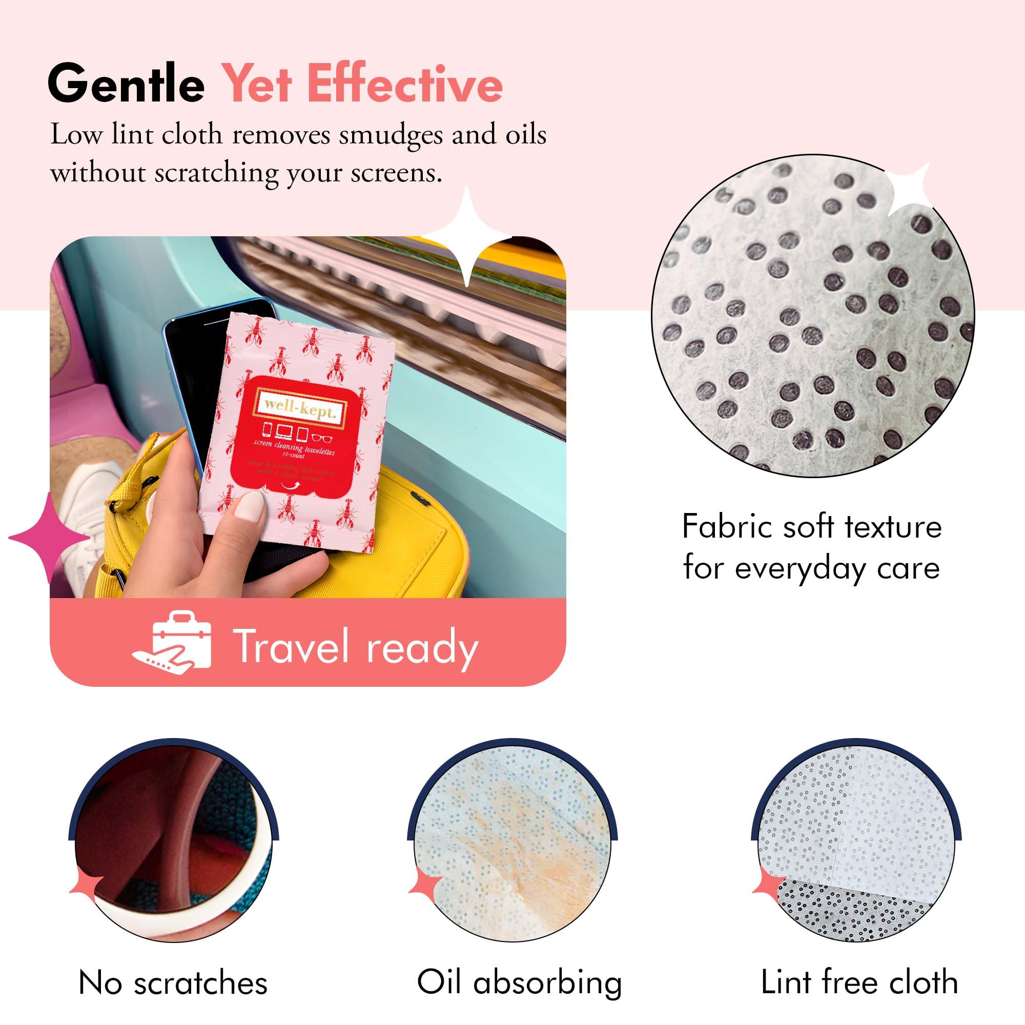 Well-Kept Tech & Lens Wipes – 6 Pack (90 Count) – Streak-Free Cleaning for Glasses, Screens & Devices | Lobsterfest