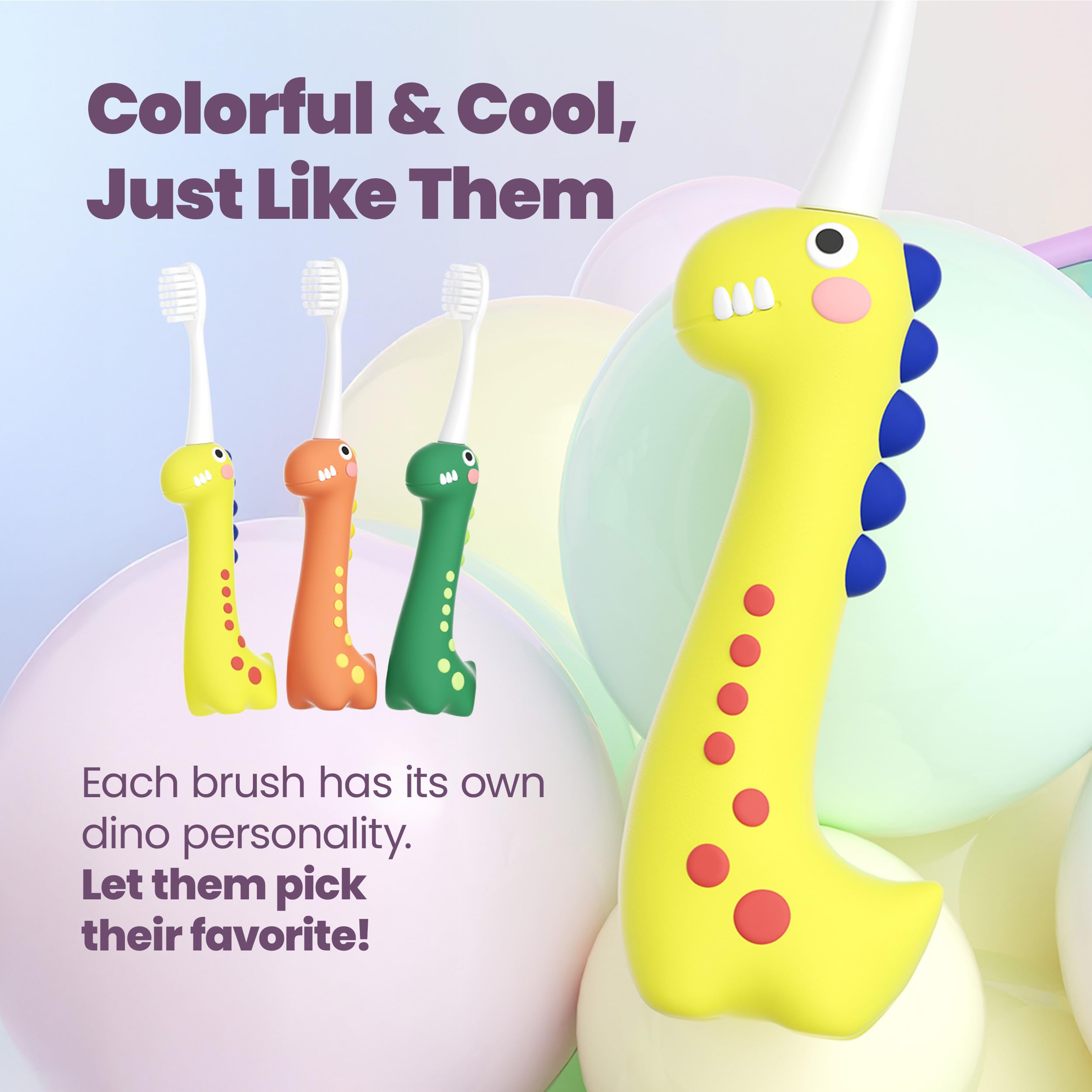 Well Before Dinosaur Kids Toothbrush – 0.12mm Ultra-Soft Bristles, 3-Pack
