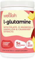 Wellah L-Glutamine Strawberry Lemonade – 50 Servings | 5g per Serving | Stevia-Sweetened