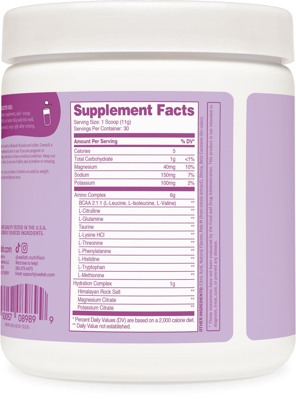 Wellah So Long Soreness BCAA Powder - Frozen Lemonade (30 Servings) with Hydration Complex