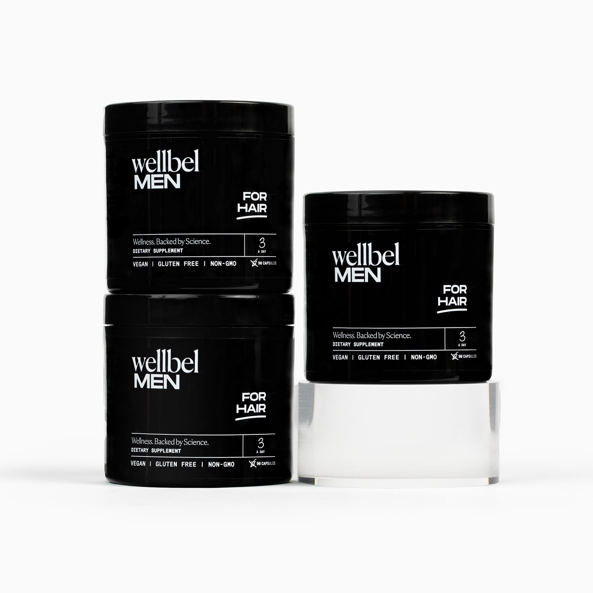 WELLBEL Men Clean Supplement for Hair, Skin, and Nails – Vegan, Gluten Free, Non-GMO – 90 Count (3 Pack)
