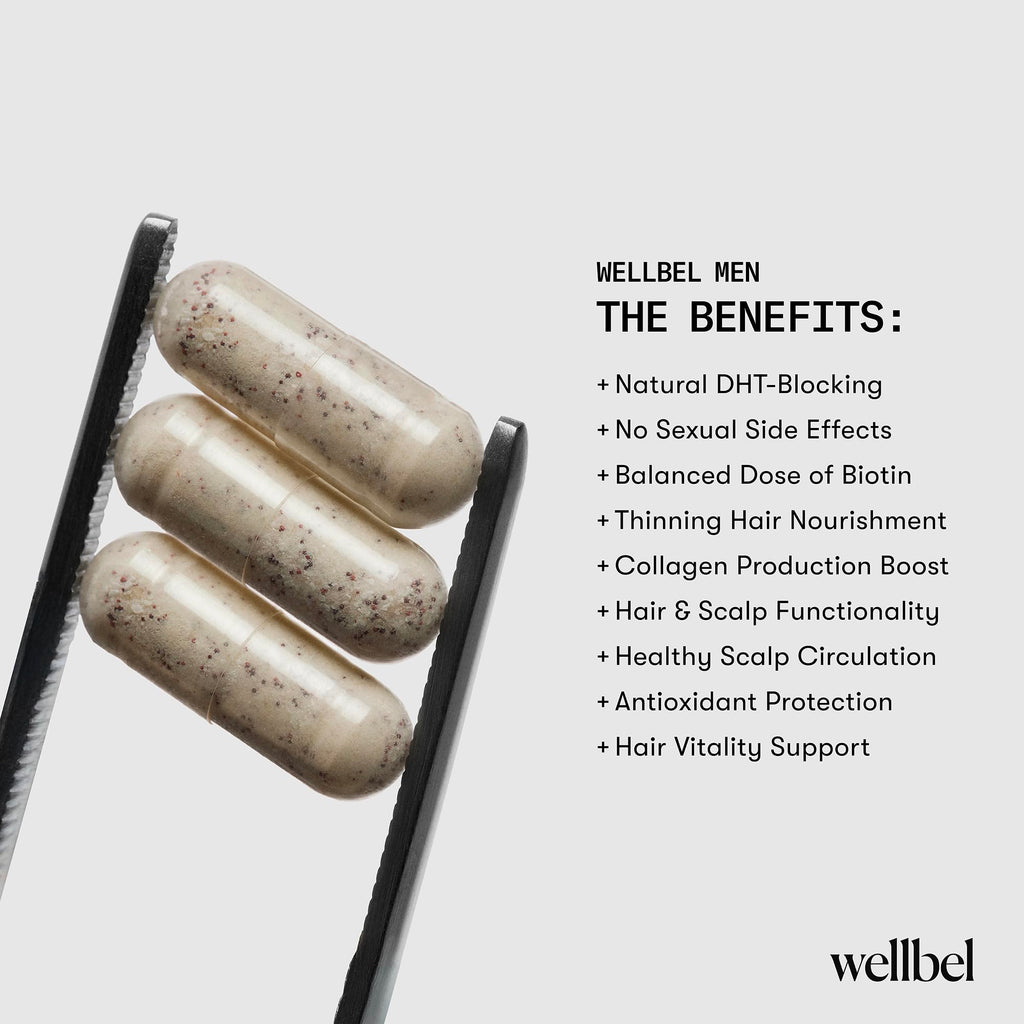 WELLBEL Men Clean Supplement for Hair, Skin, and Nails – Vegan, Gluten Free, Non-GMO | 90 Count