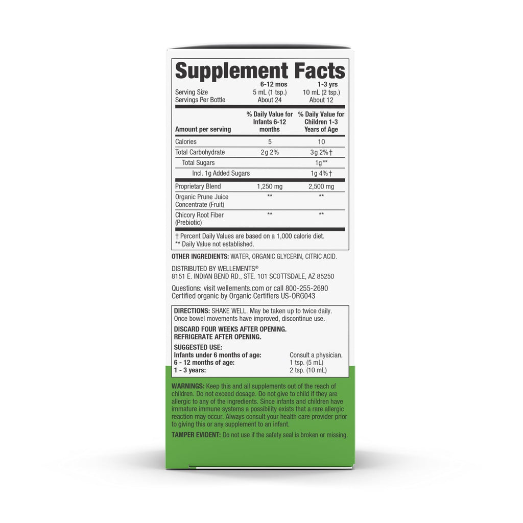 Wellements Organic Constipation Support | Gentle Relief for Infants & Toddlers | 4 Fl Oz