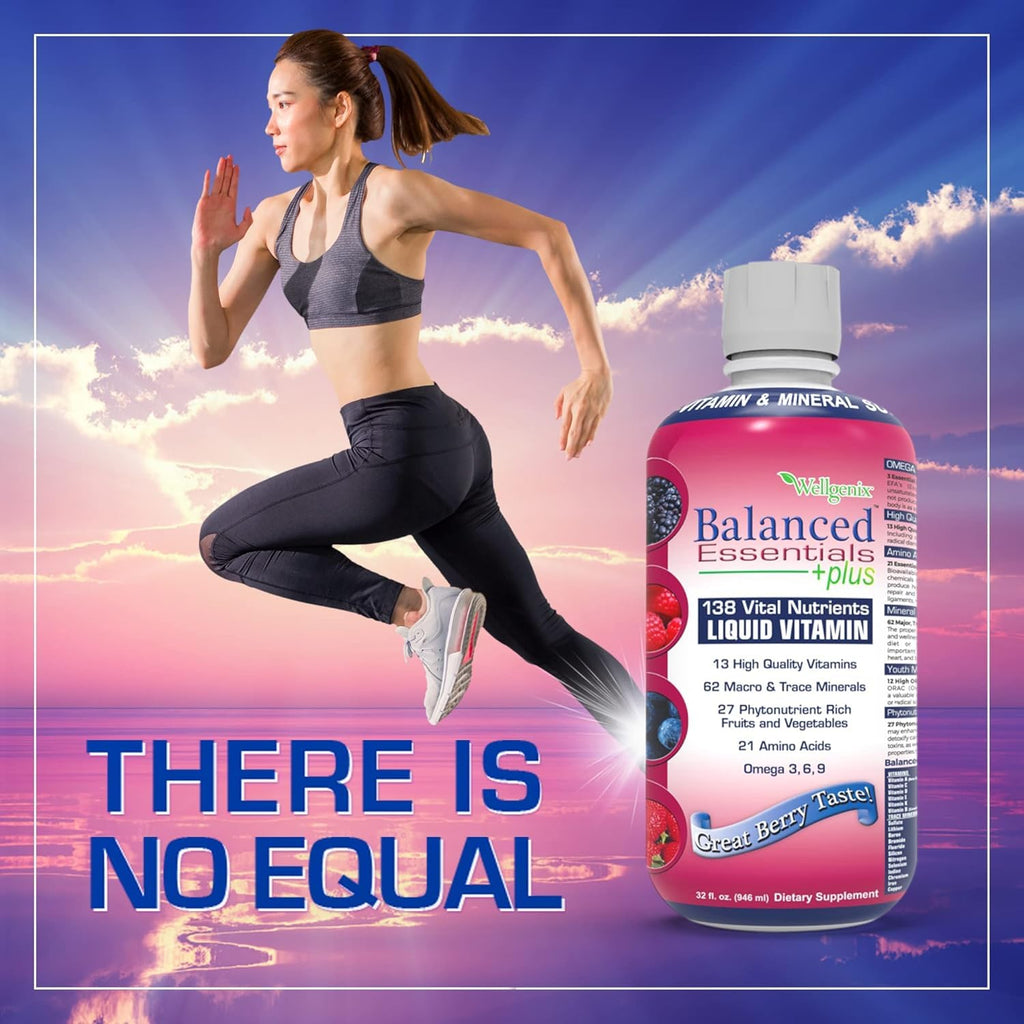 Wellgenix Balanced Essentials Plus New Formula – Berry Flavor 32oz (Pack of 2) | Liquid Multivitamin & Immune Support