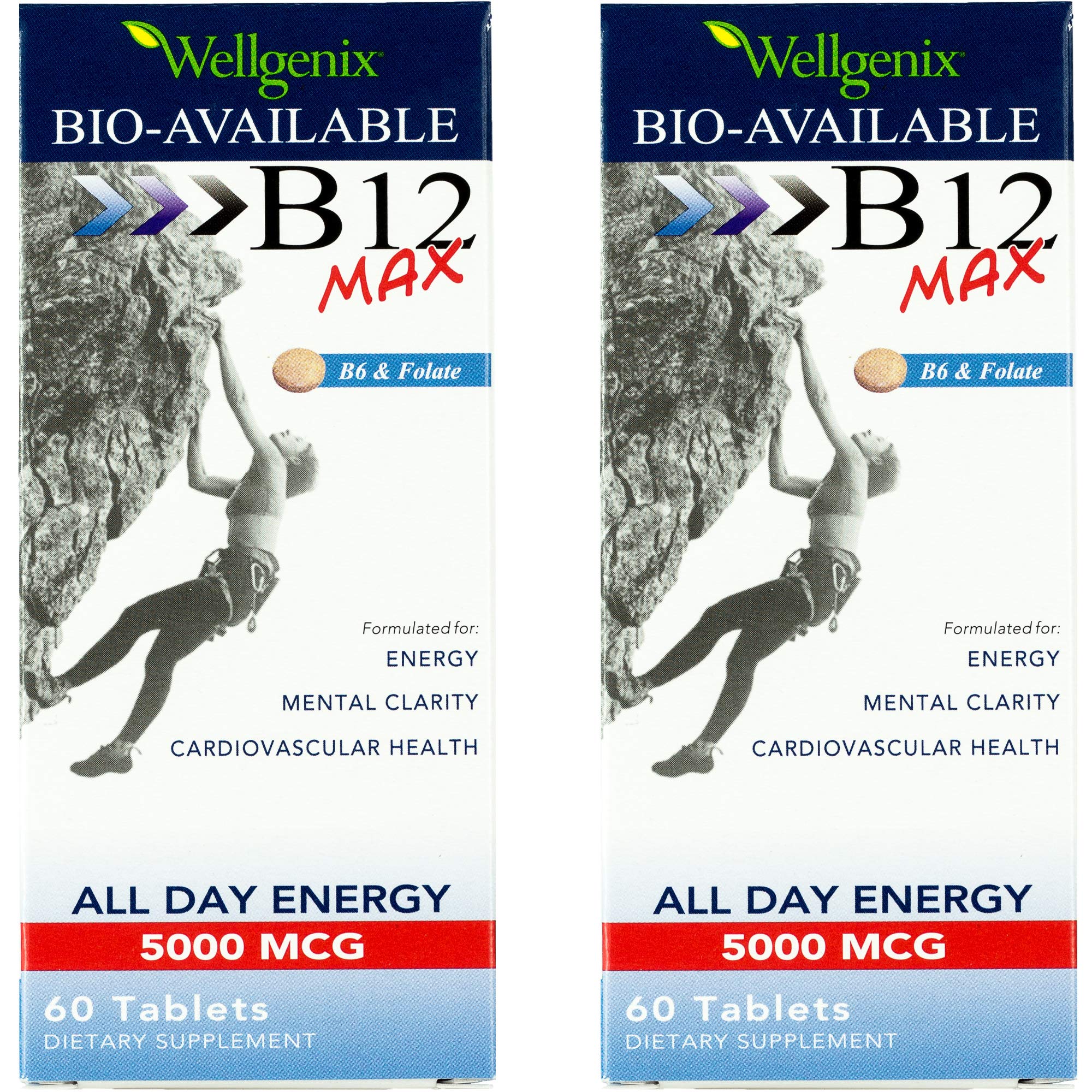 Wellgenix Bio-Available Sublingual B12 Max - High-Absorption B-Complex (60 Ct) 2-Pack