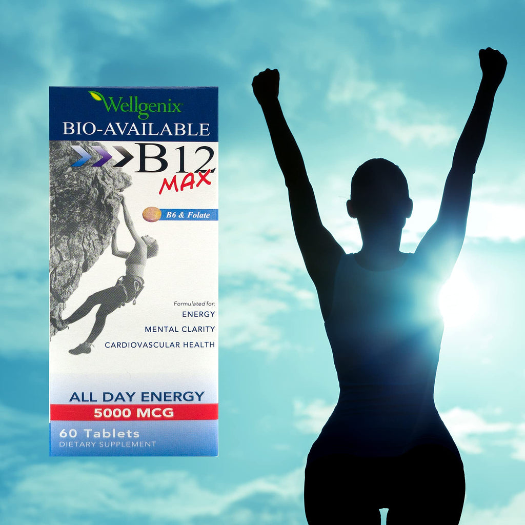 Wellgenix Bio-Available Sublingual B12 Max - High-Absorption B-Complex (60 Ct) 2-Pack