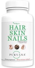 Wellgenix Purvana Hair, Skin, and Nails – One a Day Softgel (90 Count) 2500mcg Biotin