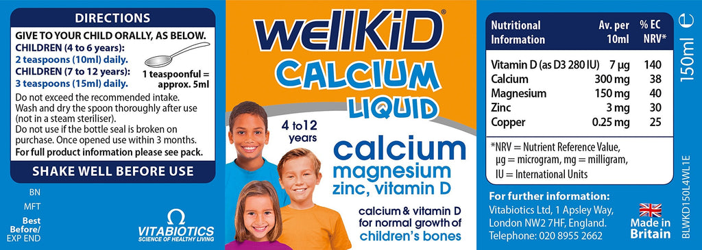 Wellkid Calcium Liquid 150ml | Vitabiotics
