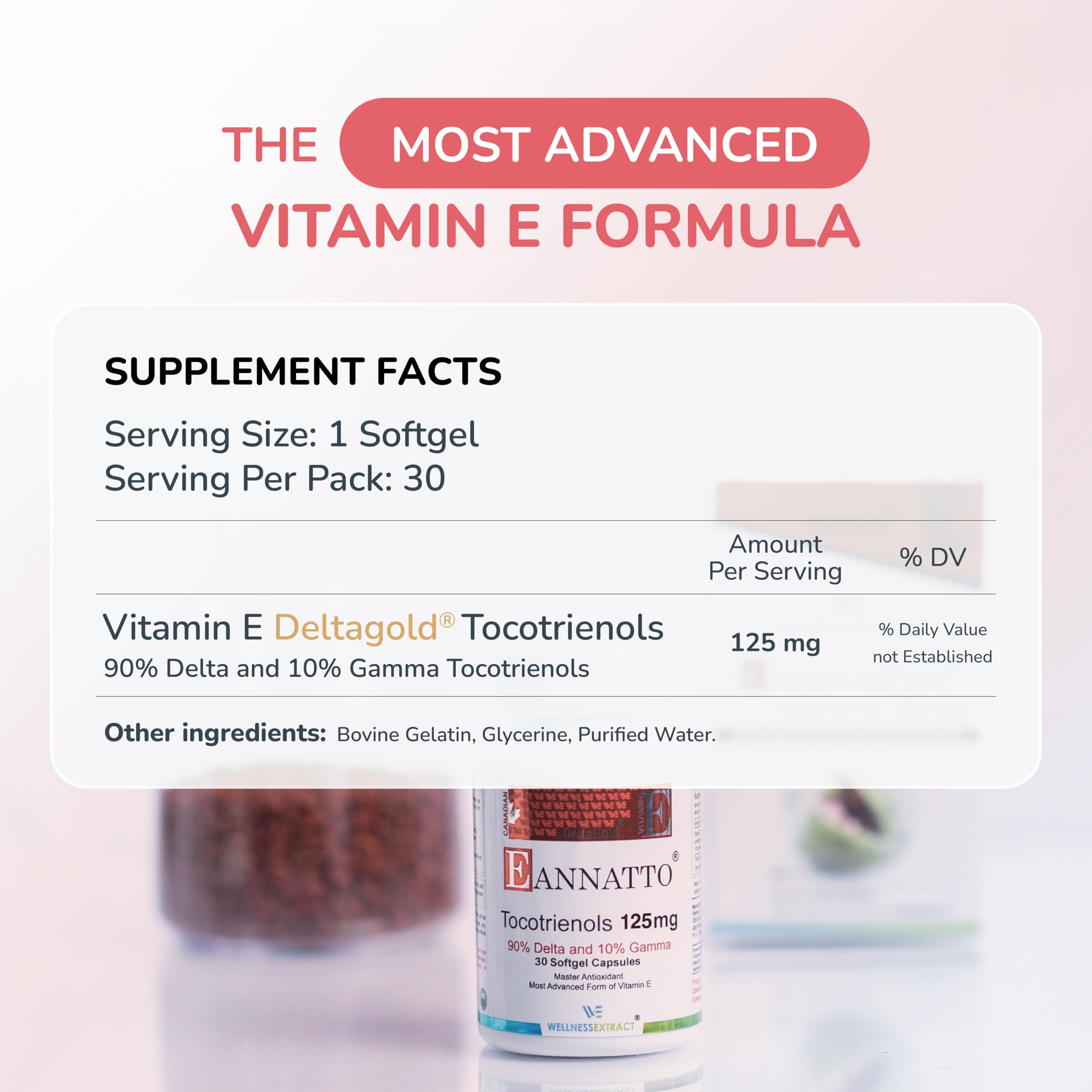 Wellness Extract Annatto Tocotrienols Vitamin E (125mg, 30 Softgels) – Tocopherol Free