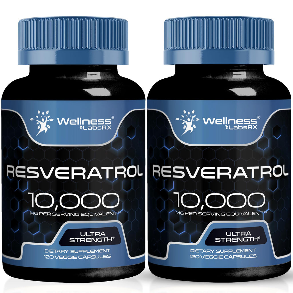 WELLNESS LABSRX Resveratrol 1000mg Capsules - 240 Count Pack of 2 - Japanese Knotweed