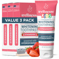 Wellnesse Kids Hydroxyapatite Toothpaste with Xylitol - Fluoride-Free Strawberry Flavor, 4 oz (Pack of 3) | Vegan & Sensory-Friendly