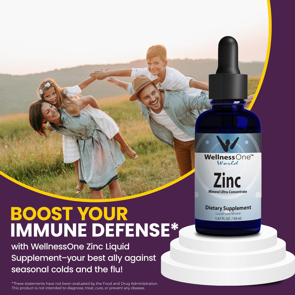 WellnessOne Ionic Liquid Zinc Drops - Immunity Support, USA Tested, Vegan & Gluten-Free - 1.67 fl oz