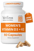 Wellova Women's D3 + K2 | Energy, Mood & Immune Support | 60 Caps