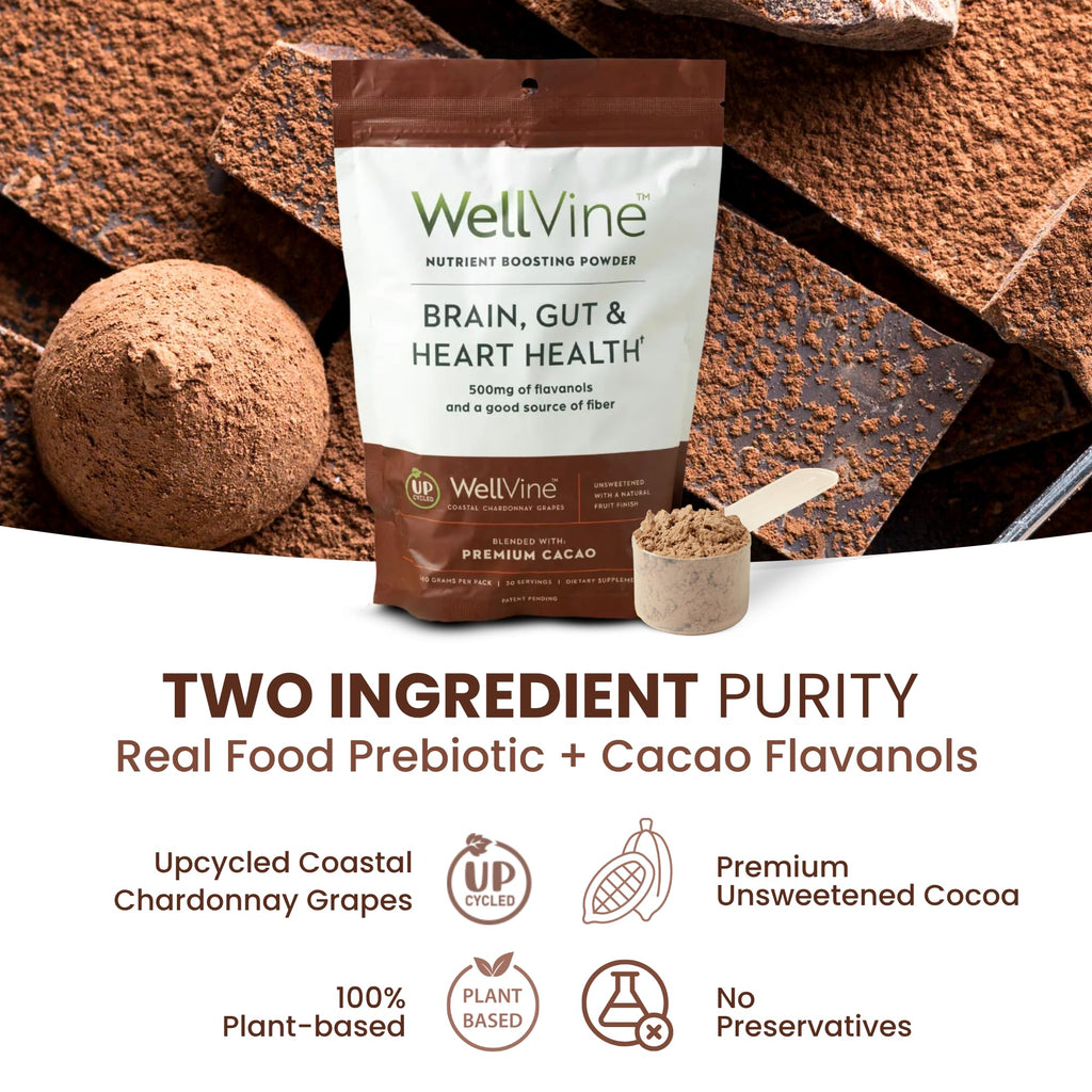 WellVine Nutrition Boosting Blend – Upcycled Chardonnay Grape Powder for Brain, Gut & Heart Health