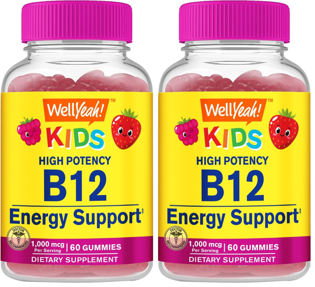 WellYeah Vitamin B12 Gummies for Kids - Berry Flavor, Gluten-Free, Non-GMO