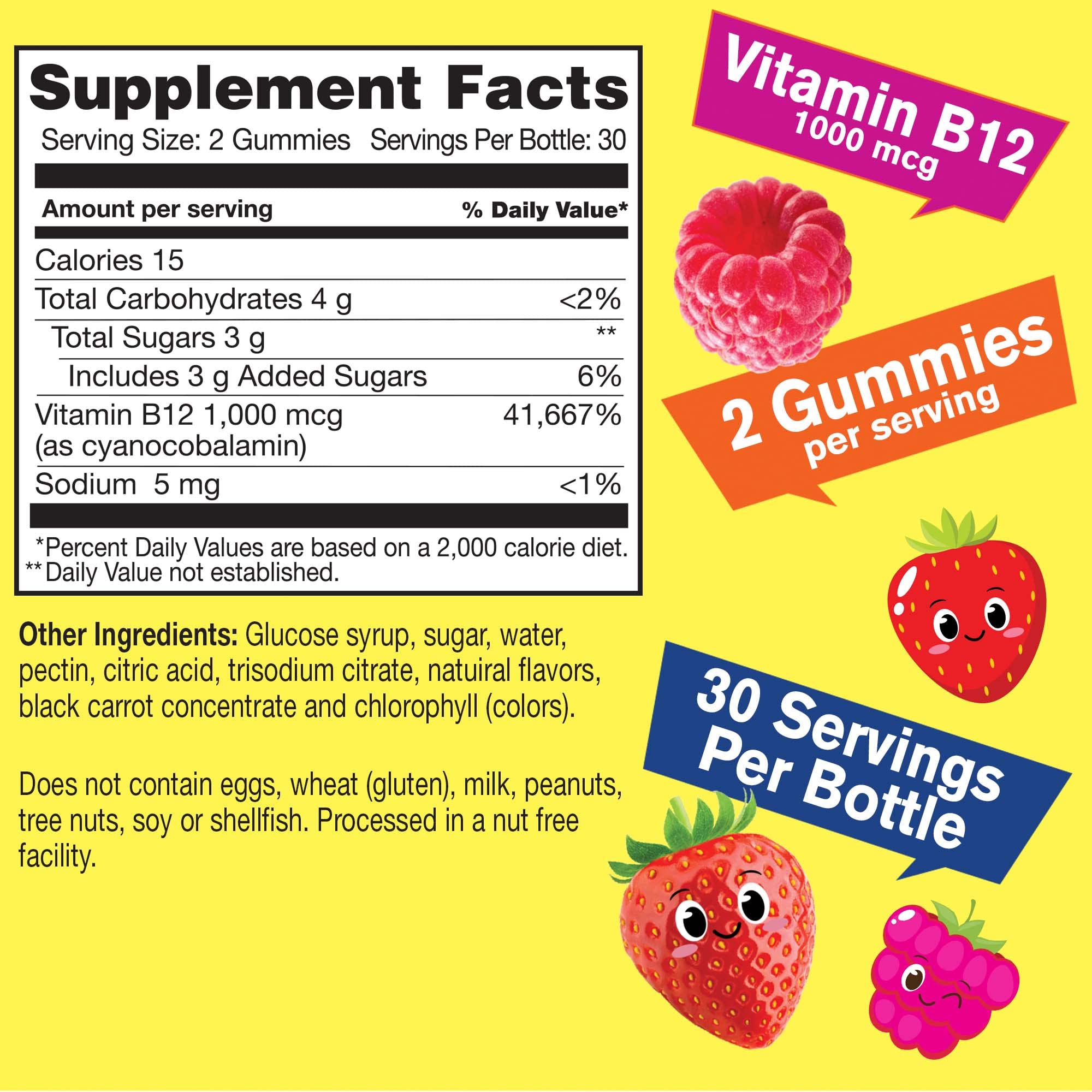 WellYeah Vitamin B12 Gummies for Kids - Berry Flavor, Gluten-Free, Non-GMO