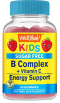 WellYeah Kids Vitamin B Complex Sugar Free Gummies | with Vitamin C, Folic Acid | Immune and Energy Support | Strawberry Flavor | 60 Count