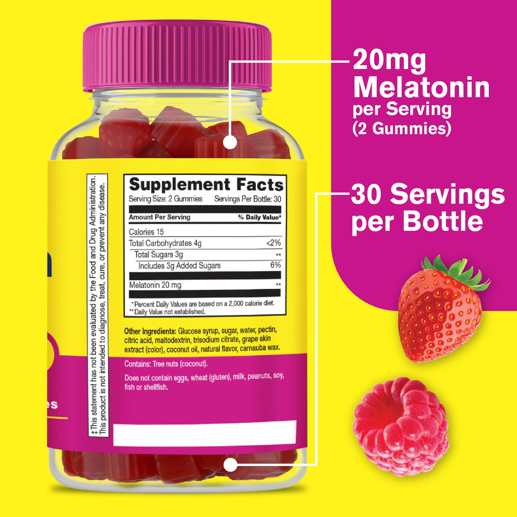 WellYeah Melatonin Gummies 20mg (2 Pack) – Sleep Support, 60 Count, Vegan