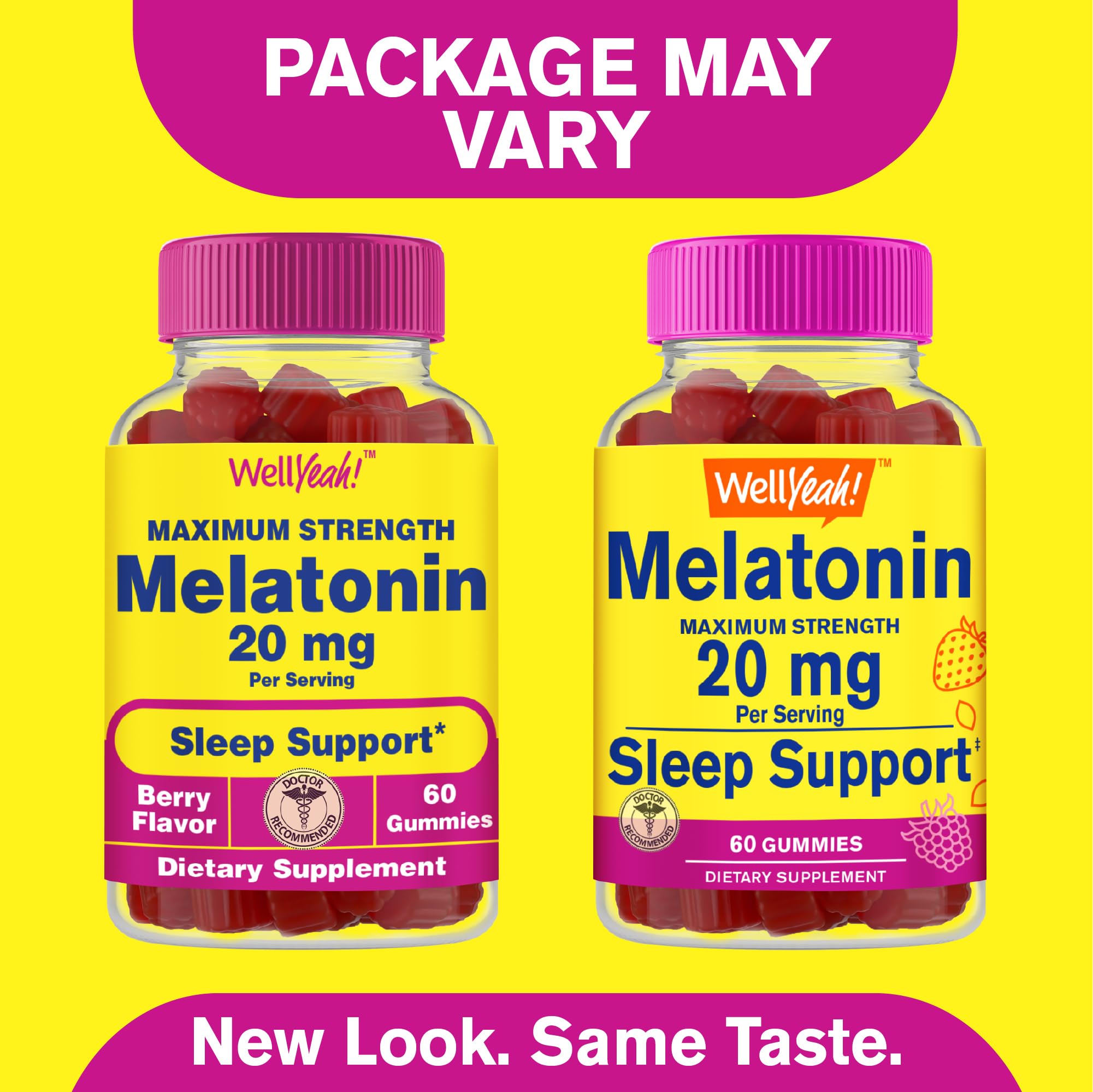 WellYeah Melatonin Gummies 20mg – Maximum Strength Sleep Support, Vegan, 60 Count