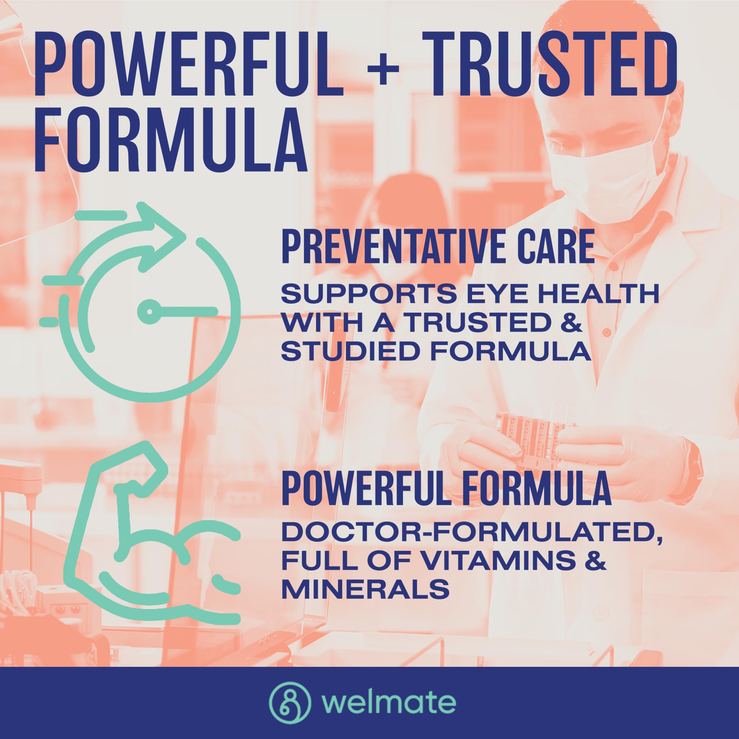 WELMATE AREDS 2 (120 Servings) – Eye Vitamin & Mineral Supplement for Macular Health