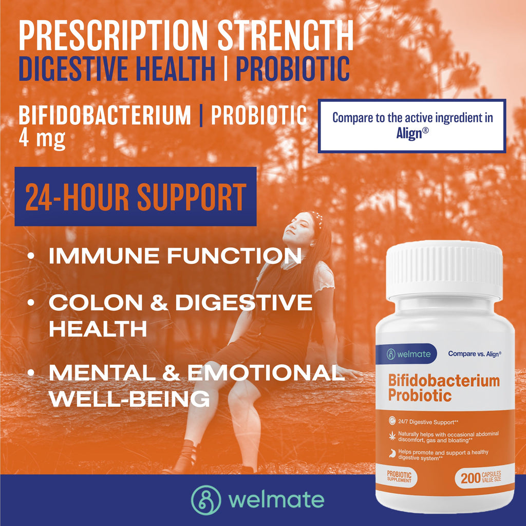 WELMATE Bifidobacterium Probiotic – Gut & Immune Support | 200 Count