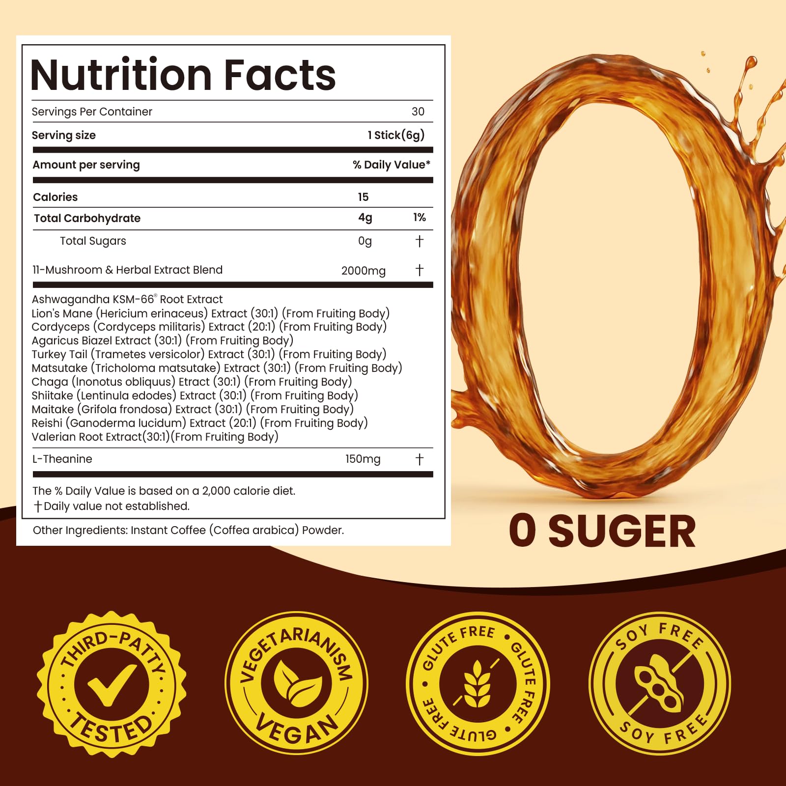 WepBio Mushroom Coffee Original Black 11 in 1 – Adaptogenic Ashwagandha KSM-66